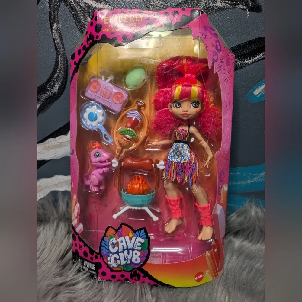 Cave Club Doll Emberly with BBQ Adventure Playset